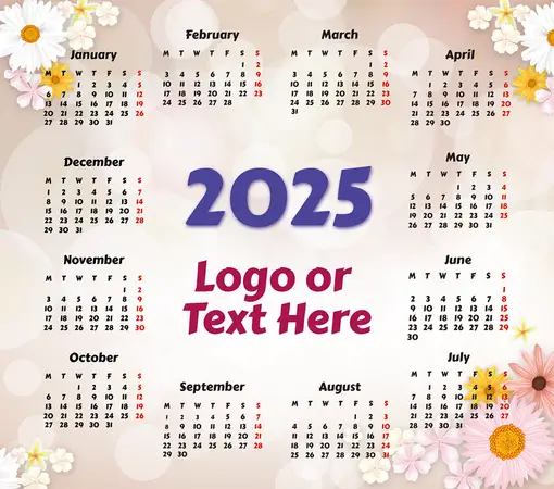 Flowers Rectangle Mouse Pad Calendar