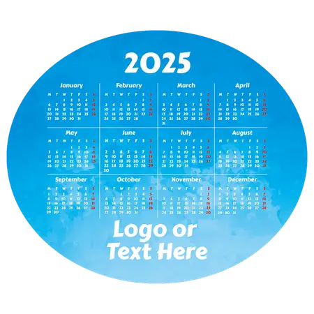 Water Blue Oval Calendar Mouse Pad