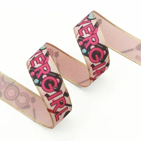 Metallic Edge Heat Transferred Grosgrain Ribbon