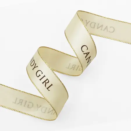 Metallic Edge Screen Printed Satin Ribbon