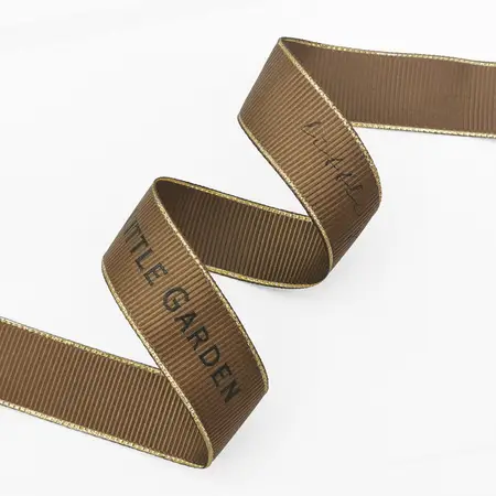 Metallic Edge  Screen Printed Grosgrain Ribbon