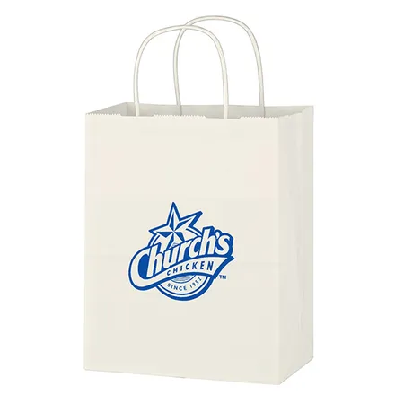 Custom Kraft Paper White Shopping Bag