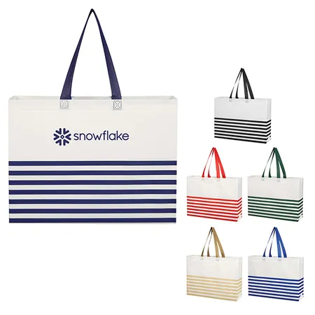 Custom Non Woven Horizontal Stripe Tote Bag