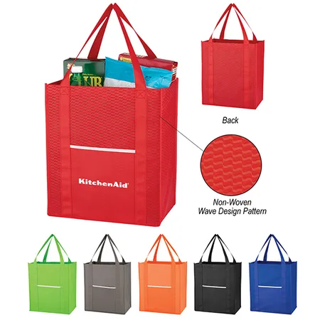 Custom Non Woven Wave Shopper Tote Bag