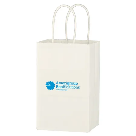 Custom Kraft Paper White Shopping Bag - 5-1/4" X 8-1/4"