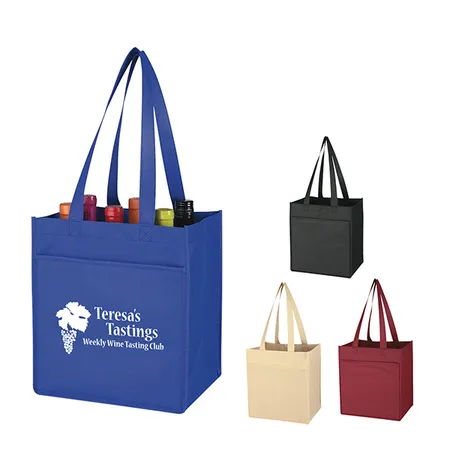 Custom Non Woven 6 Bottle Wine Tote Bag