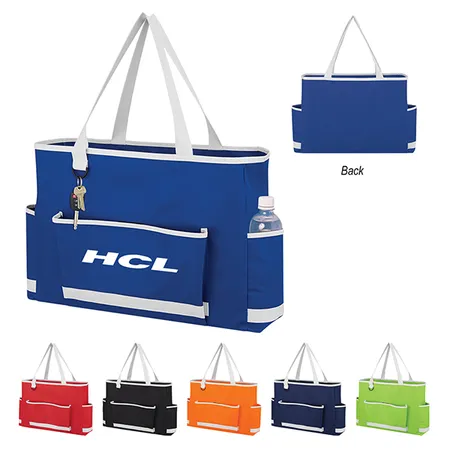 Custom Tri Pocket Tote Bag