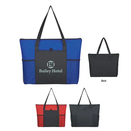 Custom Non Woven Voyager Zippered Tote Bag