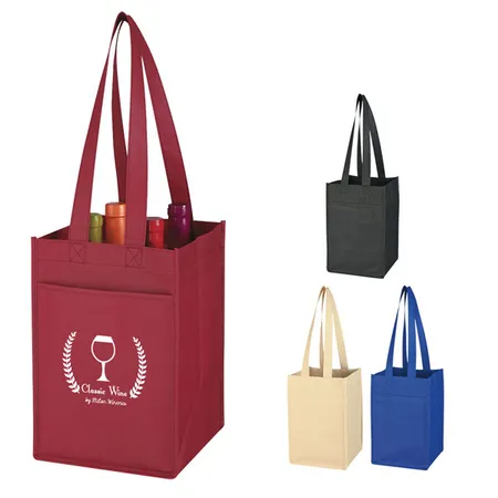 Non Woven 4 Bottle Wine Tote Bag