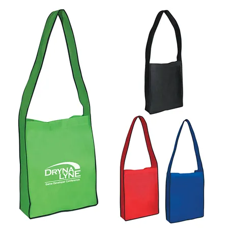 Custom Non Woven Messenger Tote Bag With Hook And Loop Closure
