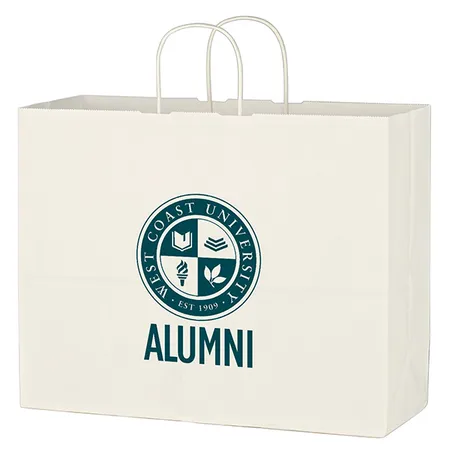 Custom Kraft Paper White Shopping Bag - 16" X 12-1/2"