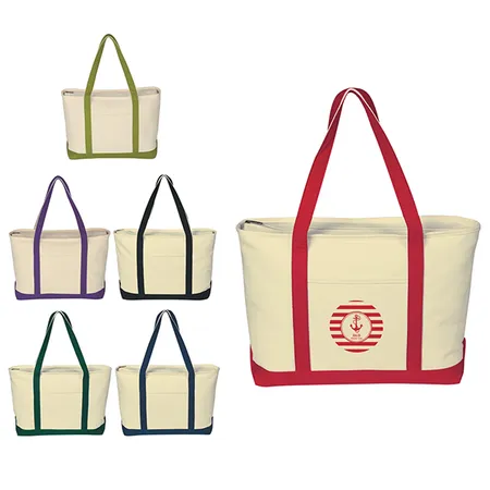 Custom Large Heavy Cotton Canvas Boat Tote Bag