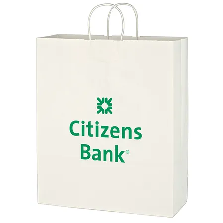 Custom Kraft Paper White Shopping Bag-16-x-19