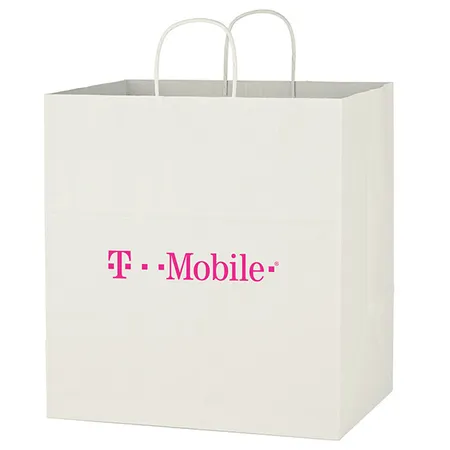 Custom Kraft Paper White Shopping Bag-14-x-15-227