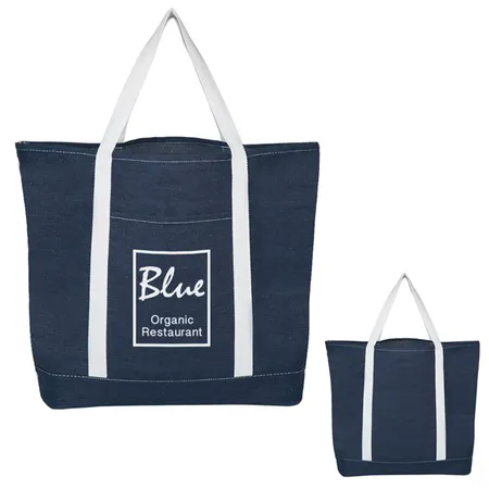 Custom Denim Shopping Tote Bag