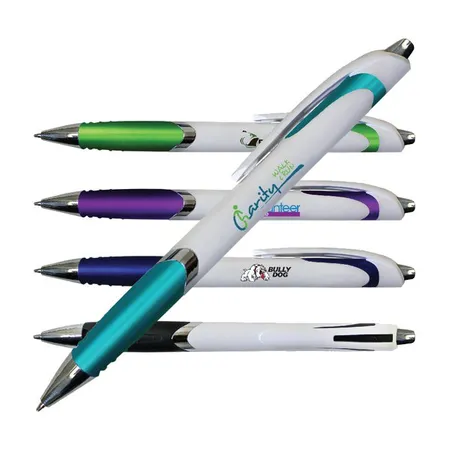Custom White Crest Grip Pen - Full Color Digital