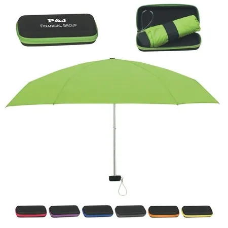 37" Arc Folding Travel Umbrella With Eva Case