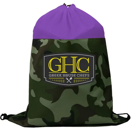 Custom Colored Camo Drawstring Tote Bags