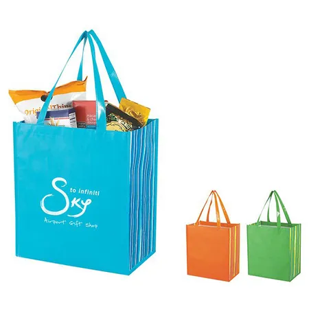 Custom Shiny Laminated Non Woven Tropic Shopper Tote Bag
